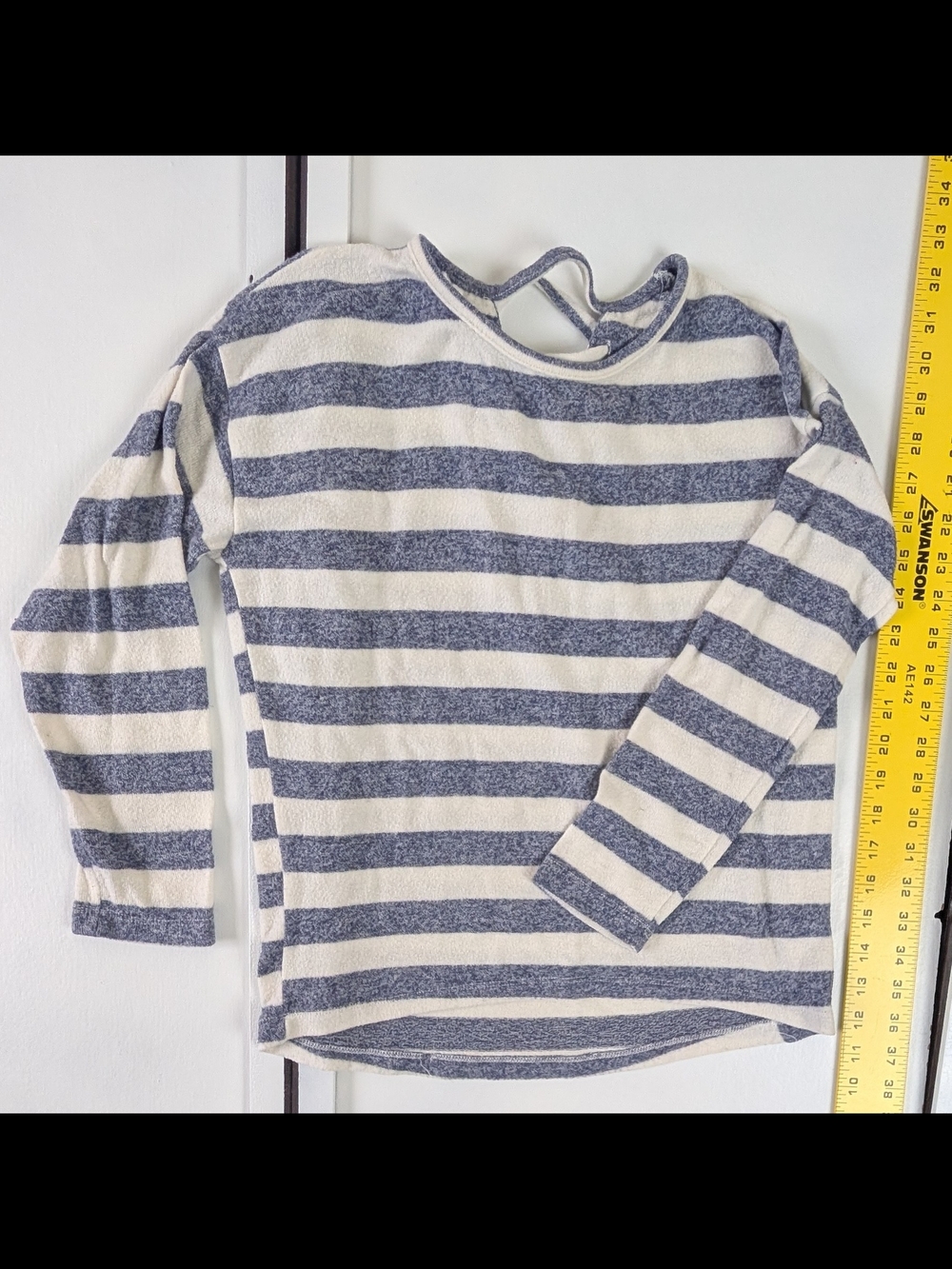 Kids Blue-Grey and White Striped Long-Sleeve Top